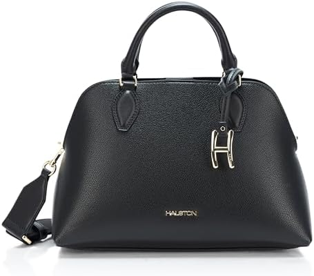 HALSTON H Clara Rocky Road Top Zip Crossbody, Black/Gold: Handbags